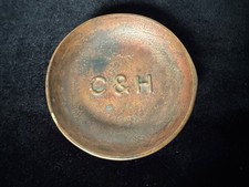 C&H Calumet & Hecla Mine 416 Gram Vintage Poured Copper Ashtray Embossed Antique picture