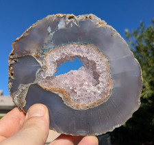Pink Amethyst Agate Portal 5.7in Sparkling Druzy Geode w/ Stand picture