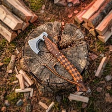 Handmade Viking Hatchet Carbon Steel – Custom Forged Camping Tool, 13 Inch picture