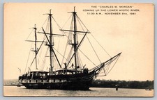 Vintage 1941 Charles W. Morgan Mystic River Whaleship Postcard picture