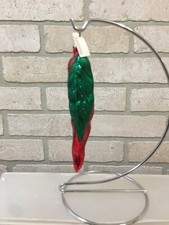 Vintage VARSOVIA Glass Red Pepper Ornament, Made in Poland picture