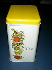 Vtg Cheinco Metal FLOUR Canister with Yellow Lid 