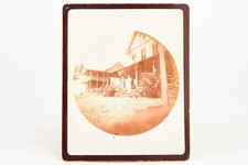 Kodak No 2 Stringset Photograph 1890s - 2 Men Standing on Porch 1 in Uniform V23 picture