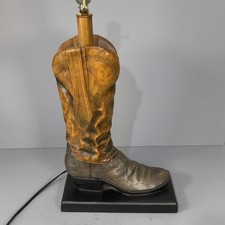 Cowboy Lamp Preowned Home Decor Brown Vintage picture