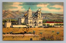 1948 San Xavier del Bac Mission Tucson Arizona Linen Postcard Posted picture