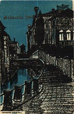 Venice Italy Canal Bridge Christmas Postcard Glædelig Jul Divided Back 1900s picture