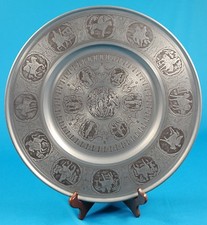 Vintage German Pewter Wall Hanging Plate 15 1/2