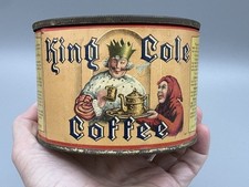 Vintage KING COLE COFFEE TIN 1/2 Lb Advertising Can Nursery Rhyme G E Barbour Co picture