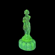 Vtg Cambridge Glass Bashful Charlotte Draped Lady Flower Frog Uranium Glass Glow picture