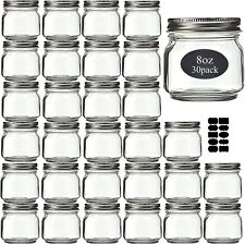 Glass Mason Jars 8 oz - 30 Pack with Silver Lids for Canning - L8.1 picture