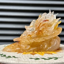 3.3 lb  Clear Quartz Carving Golden Healer Yellow Inclusions Mineral Specimen picture