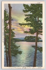 Gretting From Meredith NH Postcard 1946 Lake Scene Curteich Holderness Postmark picture