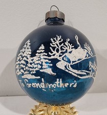 Hard To Find To Grandmother's House We Go Vintage Glass Ornament picture