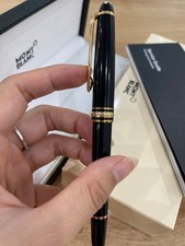 New Montblanc Meisterstuck 163 Rollerball Pen Black/Gold Trim w/ Gift Box picture