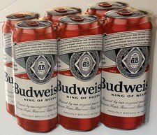 Budweiser King Of Beers 6 Pack Can Replica Metal Sign picture
