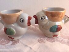 Two Vintage Figurative Egg Cups Japan Hand Painted picture