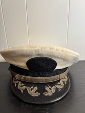 VTG Korean War Era US Navy Captain Commander Hat Bancroft Oak Leaf Cluster picture