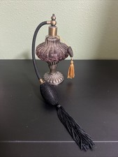 VTG Victoria's Secret Amethyst Crackle Glass Perfume Atomizer Bulb Tassel picture
