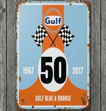Gulf Racing 1967 - 2017 Blue & Orange 8 x 12 Vintage Novelty Metal Sign USA Made picture
