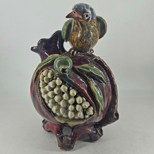 Vintage Chinese Shiwan Boyun Pottery bird on pomegranate Vase 11