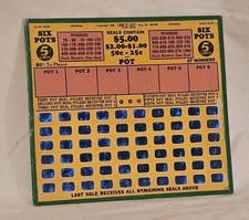 Unused 1948 Vintage JAR-O'-DO Six Pots Gambling Card Union Made Original 5 Cent picture