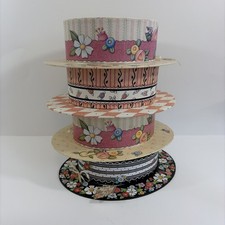 4 Vintage 1998 Mary Engelbreit Floral Polka Dot Hat Shaped Gift Storage Boxs picture