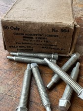 Pair NOS Wald Prewar Balloon Chain Adjuster Screws 1/4x24x1 3/4 Schwinn Shelby picture
