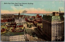Bird's Eye View East From Majestic Building Detroit Michigan Postcard M285 picture