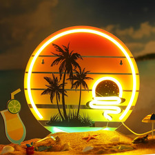 Tropical Neon Sign 11.8 Inch Palm Tree Sunset LED Light picture