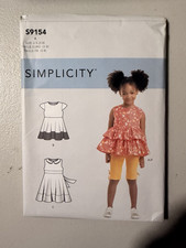 Simplicity S9154 Child Girl Top Dress Sewing Pattern Size A (3-8) Unisex Kids picture