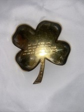 Vintage Gerity 24k Gold Plated Shamrock Four Leaf Clover PaperWeight 4.5” picture