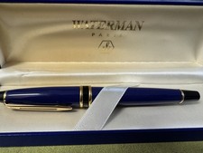 Waterman Paris Turquoise Dark Blue Marble Gold Tone Ball Point picture
