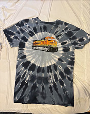 BNSF Railway Locomotive Train Graphic Tie-Dye Short Sleeve T-Shirt size XL picture