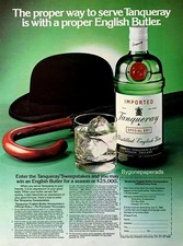 1986 TANQUERAY Gin The Way to Serve With a Proper English Butler PRINT AD picture