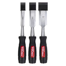 3 Piece Wood Chisel Set with Metal Striking Caps for Woodworking and Carving picture