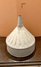 Vintage Large Galvanized Farm Funnel 15” Primitive Dairy Barn Oil Gas Tool picture