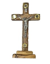 Crucifix Cross Stand Holy Land Jerusalem Blessed Catholic Jesus Olive Wood Gift picture
