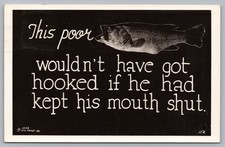 1936 Humorous Fishing Bass RPPC Vintage Postcard L.L. Cook Co. Posted 1941 picture