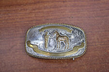 Vintage German Silver Belt Buckle by Comstock Silversmiths Horse & Cowboy picture