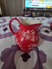 Temptations By Tara 18 oz. Floral Lace Red Pitcher/ Creamer KFIXNG184276 B63 picture