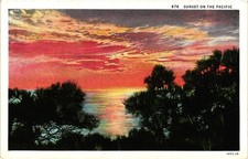 Vintage Sunset on the Pacific Ocean Postcard - Western Publishing picture