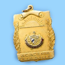 ⭐⭐Vintage Medal of the Centenary of the La Salle Academy Gold-plated 1955 picture