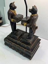 Rare Anthropomorphic Dog Lamp Hand Carved 26