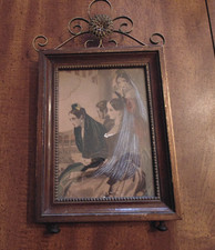Vintage ca 1930s-40s Sungott Art Studios Framed Antique Engraving Hand Colored picture