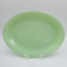 Jadeite Green Oval Serving Plate Platter 12x9 Inches Glass Vintage MCM picture