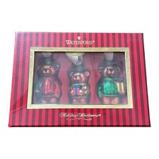 Waterford Holiday Heirlooms Set of 3 Teddy Bear Christmas Ornaments New Box picture