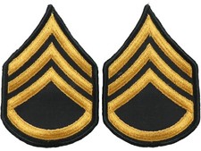 2 Vietnam Era US Army Staff Sergeant Green Stripes Patch Pair Uniform Rank picture