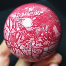 RARE 241.6g Natural Polished Peach Blossom Agate Crystal Ball Healing AB1713 picture