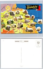 Vintage North Yorkshire Coast Map Postcard UK Whitby Scarborough York picture
