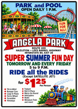 Vintage Angela Amusement Park Ad Magnet – Drums, Pennsylvania picture